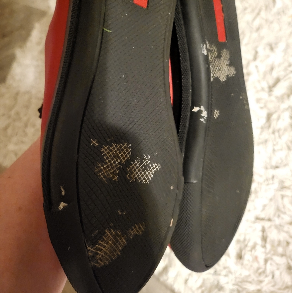 100% AUTHENTIC VIBRANT RED PRADA LEATHER SNEAKERS TRAINERS UNISEX ADULTS KIDS - Picture 16 of 16
